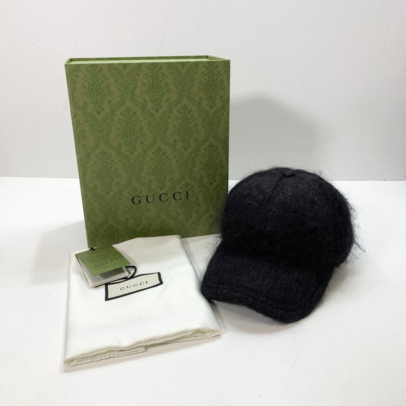 【中古品】【メンズ/レディース】 GUCCI グッチ 729349 3HAN8 モヘア ベースボール キャップ 帽子 183-250910-mh-09-fuz サイズ：L カラー：ブラック 万代Net店