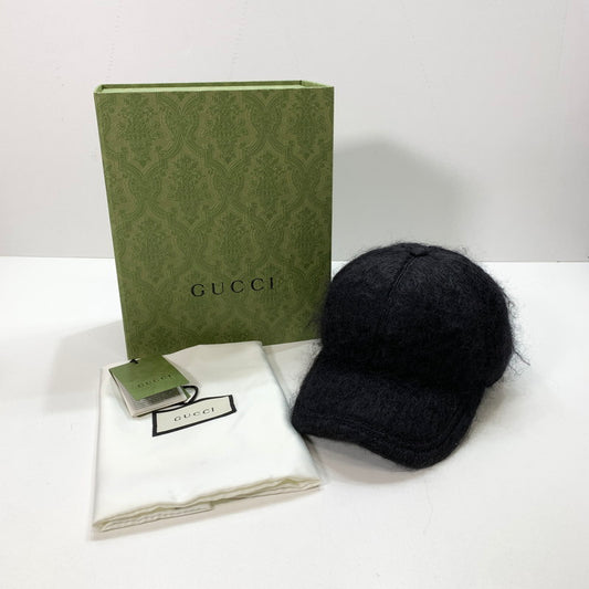 【中古品】【メンズ/レディース】 GUCCI グッチ 729349 3HAN8 モヘア ベースボール キャップ 帽子 183-250910-mh-09-fuz サイズ：L カラー：ブラック 万代Net店