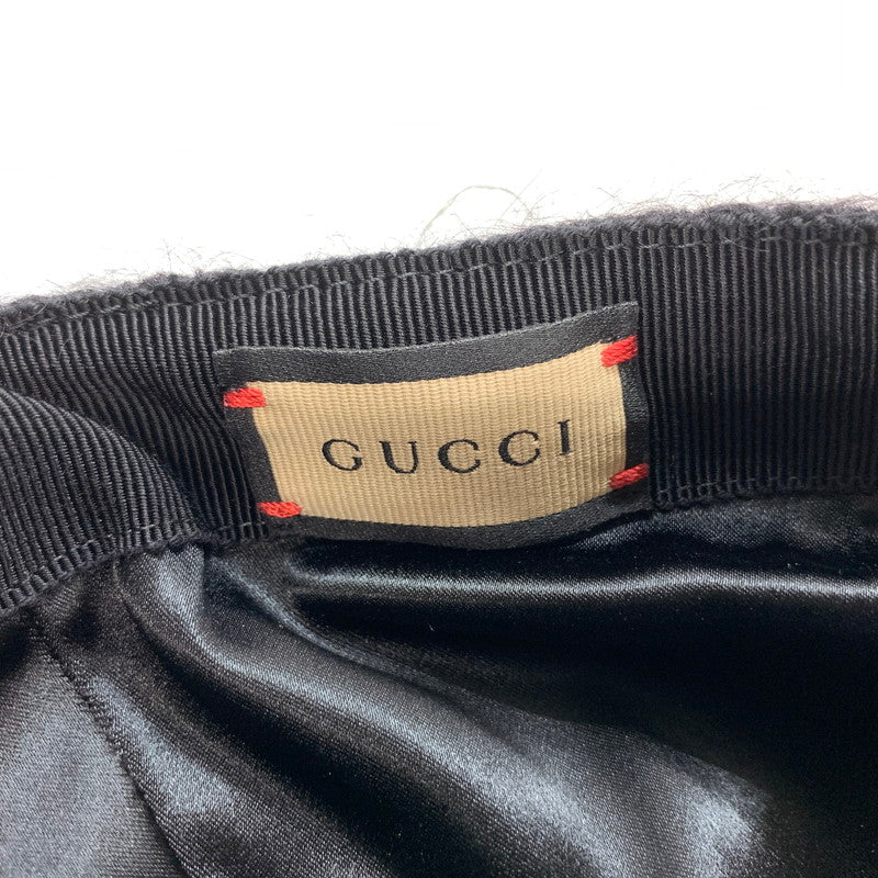 【中古品】【メンズ/レディース】 GUCCI グッチ 729349 3HAN8 モヘア ベースボール キャップ 帽子 183-250910-mh-09-fuz サイズ：L カラー：ブラック 万代Net店