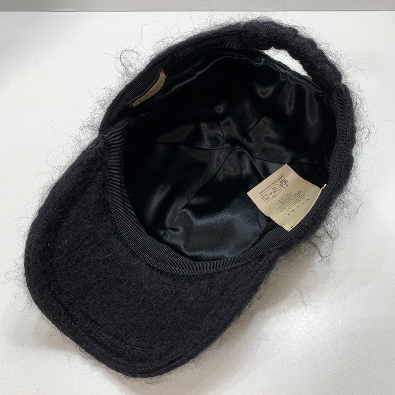 【中古品】【メンズ/レディース】 GUCCI グッチ 729349 3HAN8 モヘア ベースボール キャップ 帽子 183-250910-mh-09-fuz サイズ：L カラー：ブラック 万代Net店