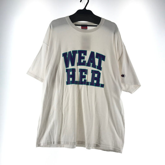 【中古品】【メンズ】 CHAMPION チャンピョン 半袖Tシャツ カラーWHITE 白 SIZE:XL 1LDK別注 WEAT HER. カレッジロゴ　 148-260804-ky-05-fuzh 万代Net店