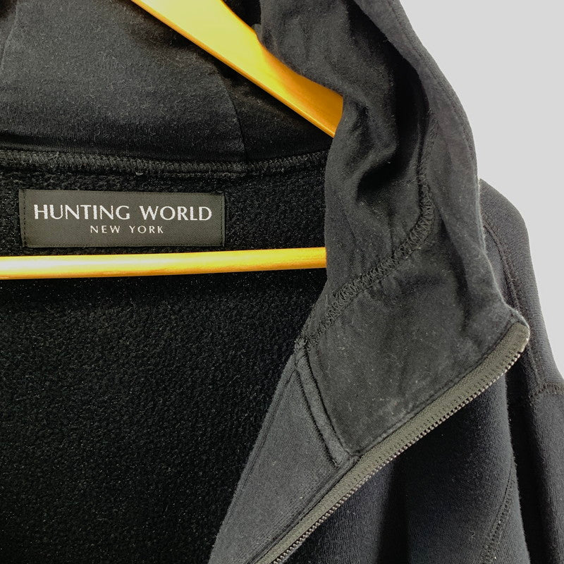 【中古品】【メンズ】 HUNTING WORLD ハンティングワールド ZIP UP HOODIE ジップフーディー パーカー 141-260111-nm-08-fuz サイズ：L カラー：ブラック（グレー系） 万代Net店