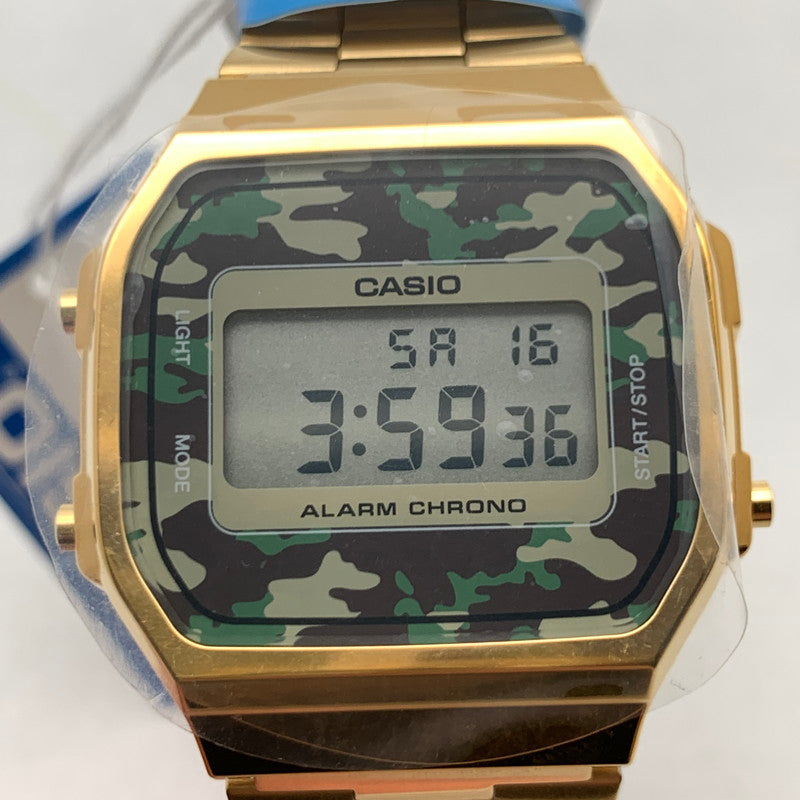 【中古美品】【メンズ】 CASIO カシオ A168WEGC-3DF 腕時計 カラー:ゴールド CAMO クオーツ 本体のみ 時計 197-260715-io-13-fuzh 万代Net店