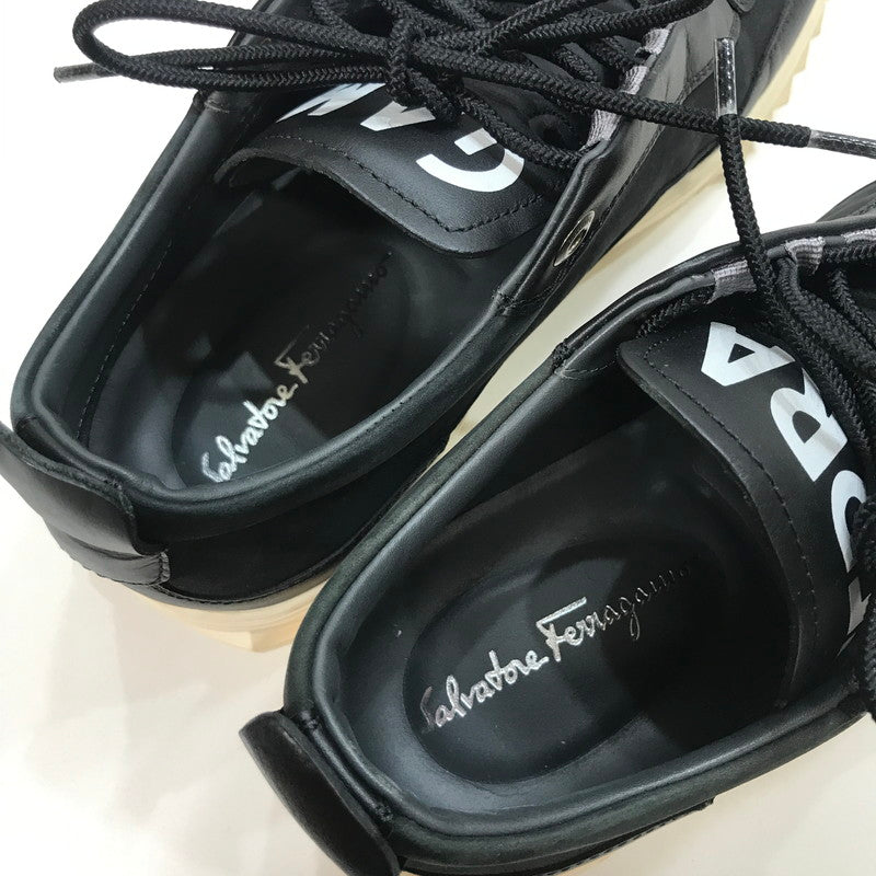【中古品】【メンズ】 SALVATORE FERRAGAMO サルバトーレ フェラガモ AARON スニーカー シューズ 靴 183-251006-mh-15-fuz サイズ：M(6.5表記) カラー：ブラック 万代Net店