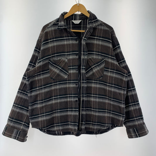【中古品】【メンズ】 UNUSED COTTON ZIP CHECK SHIRT アンユーズド 140-251023-st-01-fuz サイズ：4 カラー：ブラウン 万代Net店