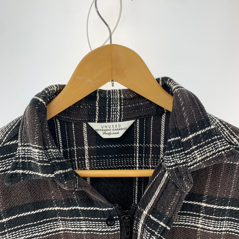【中古品】【メンズ】 UNUSED COTTON ZIP CHECK SHIRT アンユーズド 140-251023-st-01-fuz サイズ：4 カラー：ブラウン 万代Net店