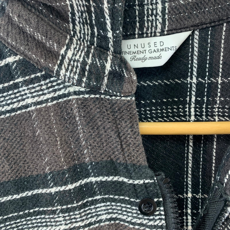 【中古品】【メンズ】 UNUSED COTTON ZIP CHECK SHIRT アンユーズド 140-251023-st-01-fuz サイズ：4 カラー：ブラウン 万代Net店