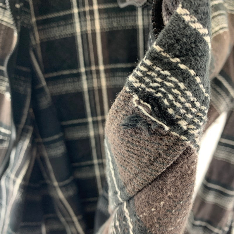 【中古品】【メンズ】 UNUSED COTTON ZIP CHECK SHIRT アンユーズド 140-251023-st-01-fuz サイズ：4 カラー：ブラウン 万代Net店