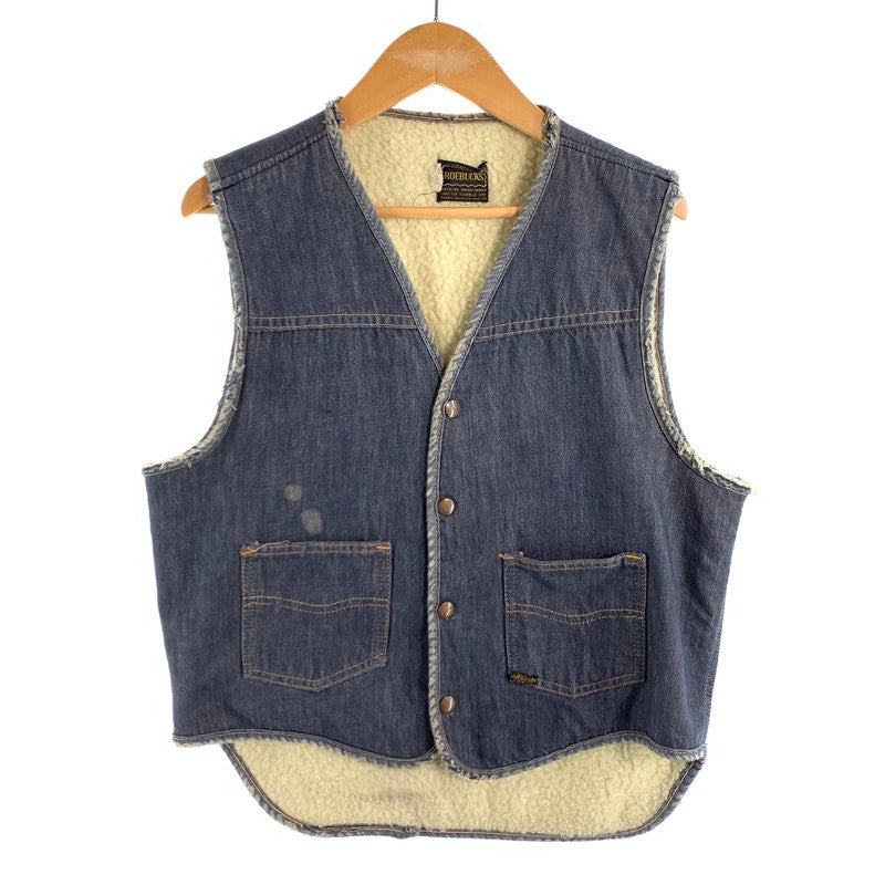 【中古品】【メンズ】 70s ROEBUCKS ローバックス デニムベスト 70年代 裏ボアベスト ブランド 古着 145-260628-gm-16-fuz サイズ：M カラー：ブルー 万代Net店