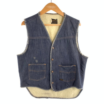 【中古品】【メンズ】 70s ROEBUCKS ローバックス デニムベスト 70年代 裏ボアベスト ブランド 古着 145-260628-gm-16-fuz サイズ：M カラー：ブルー 万代Net店