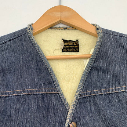 【中古品】【メンズ】 70s ROEBUCKS ローバックス デニムベスト 70年代 裏ボアベスト ブランド 古着 145-260628-gm-16-fuz サイズ：M カラー：ブルー 万代Net店