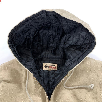 【中古品】【メンズ】 STUSSY ステューシー WORK JACKET CANVAS NEEDLE PUNCH ワーク ジャケット キャンバス ニードル パンチ ジャケット コート アウター 古着 142-251104-mh-06-fuz サイズ：M カラー：ベージュ 万代Net店