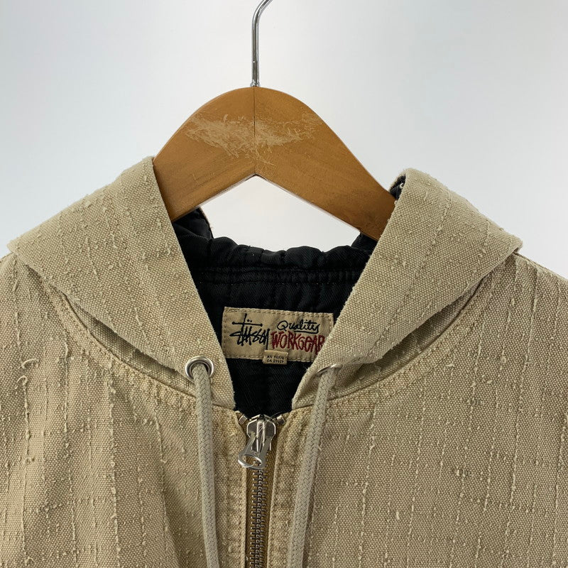 【中古品】【メンズ】 STUSSY ステューシー WORK JACKET CANVAS NEEDLE PUNCH ワーク ジャケット キャンバス ニードル パンチ ジャケット コート アウター 古着 142-251104-mh-06-fuz サイズ：M カラー：ベージュ 万代Net店