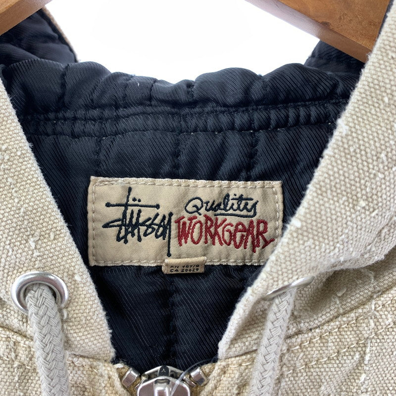 【中古品】【メンズ】 STUSSY ステューシー WORK JACKET CANVAS NEEDLE PUNCH ワーク ジャケット キャンバス ニードル パンチ ジャケット コート アウター 古着 142-251104-mh-06-fuz サイズ：M カラー：ベージュ 万代Net店