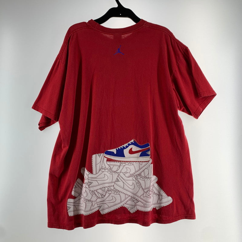 【中古品】【メンズ】 NIKE ナイキ JORDAN LOGO T-SHIRT ジョーダン ロゴ Tシャツ レッド SIZE：XL ※穴・プリントひび割れ・使用感あり。 148-260815-io-06-fuzh カラー：レッド 万代Net店