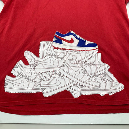 【中古品】【メンズ】 NIKE ナイキ JORDAN LOGO T-SHIRT ジョーダン ロゴ Tシャツ レッド SIZE：XL ※穴・プリントひび割れ・使用感あり。 148-260815-io-06-fuzh カラー：レッド 万代Net店