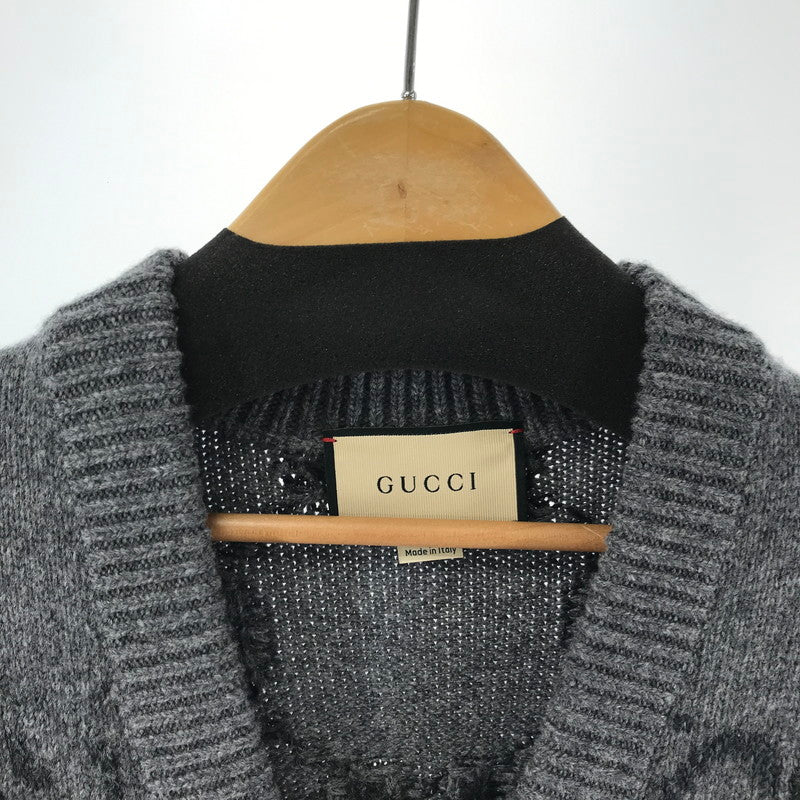 【中古品】【メンズ】 GUCCI 770507 XKDSJ GG インターシャ ウールカーディガン グッチ 141-251127-st-12-fuz サイズ：L カラー：チャコール 万代Net店