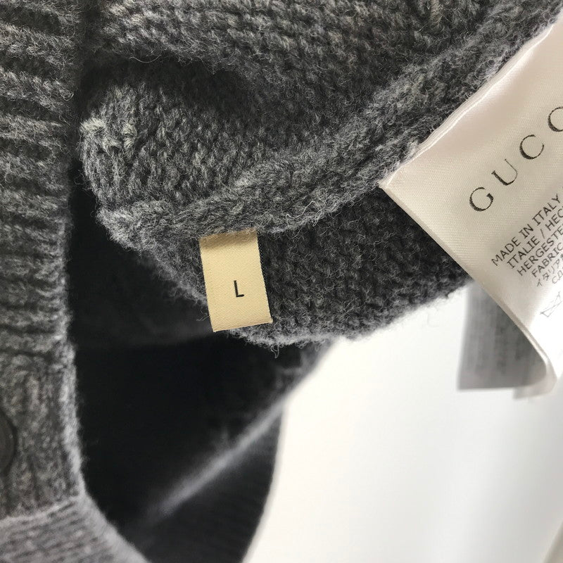 【中古品】【メンズ】 GUCCI 770507 XKDSJ GG インターシャ ウールカーディガン グッチ 141-251127-st-12-fuz サイズ：L カラー：チャコール 万代Net店