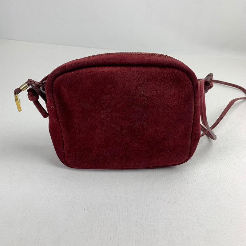 【中古品】【レディース】 LOEWE スエード ショルダーバッグ カバン ロエベ 180-251218-st-05-fuz カラー：ワイン 万代Net店