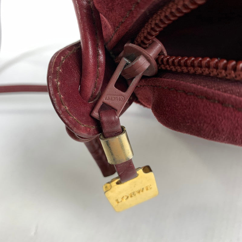 【中古品】【レディース】 LOEWE スエード ショルダーバッグ カバン ロエベ 180-251218-st-05-fuz カラー：ワイン 万代Net店