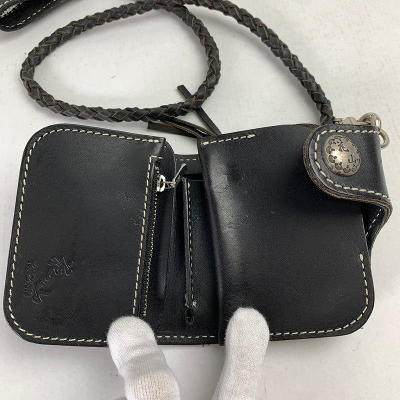 【中古品】【レディース】 花山 KAZAN 2つ折り財布 BLACK 財布 サイフ ※使用感あり 200-260917-io-01-fuzh カラー：ブラック 万代Net店