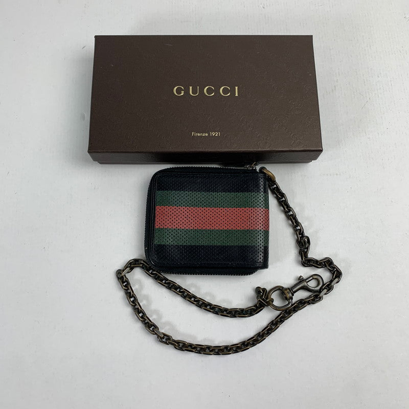 【中古品】【メンズ】 GUCCI 353347 ウェビングライン ウォレットチェーン付き 財布 グッチ 181-251204-st-06-fuz カラー：ブラック 万代Net店