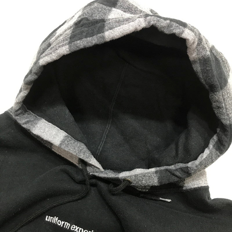 【中古品】【メンズ】 UNIFORM EXPERIMENT ユニフォーム エクスペリメント BLOCK CHECK HOODED PULLOVER チェック フーデッド プルオーバー パーカー トップス 長袖 古着 142-260212-mh-11-fuz サイズ：2 カラー：ブラック 万代Net店