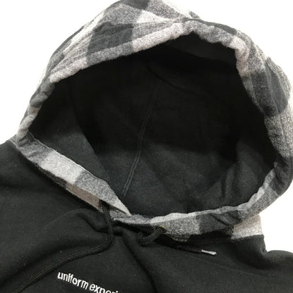 【中古品】【メンズ】 UNIFORM EXPERIMENT ユニフォーム エクスペリメント BLOCK CHECK HOODED PULLOVER チェック フーデッド プルオーバー パーカー トップス 長袖 古着 142-260212-mh-11-fuz サイズ：2 カラー：ブラック 万代Net店