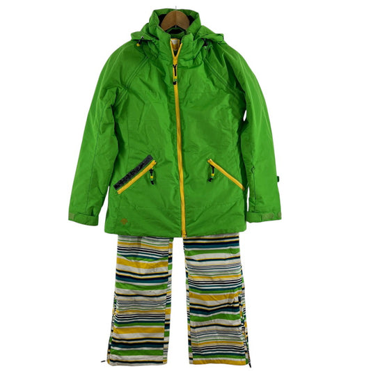 【中古品】【レディース】 DESCENTE デサント ウェア スノーウェア スキー スノボ 上下セット ※汚れ・全体的に使用感あり 127-261022-io-08-fuz サイズ：11 カラー：グリーン 万代Net店