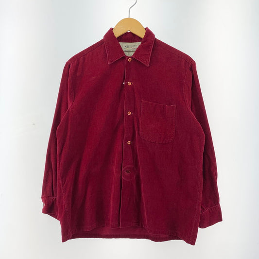 【中古品】【メンズ】 USED CORDUROY SHIRT コーデュロイ 長袖 シャツ トップス 古着 145-260306-mh-04-fuz サイズ：M カラー：レッド 万代Net店