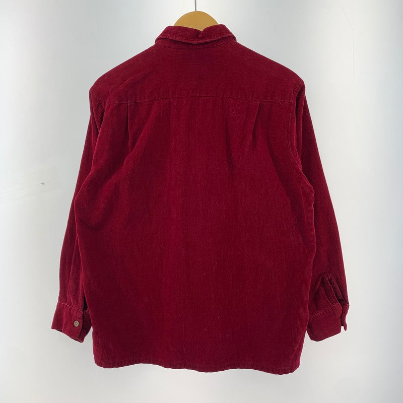 【中古品】【メンズ】 USED CORDUROY SHIRT コーデュロイ 長袖 シャツ トップス 古着 145-260306-mh-04-fuz サイズ：M カラー：レッド 万代Net店