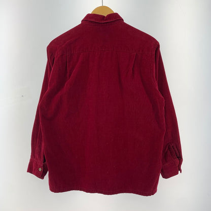【中古品】【メンズ】 USED CORDUROY SHIRT コーデュロイ 長袖 シャツ トップス 古着 145-260306-mh-04-fuz サイズ：M カラー：レッド 万代Net店