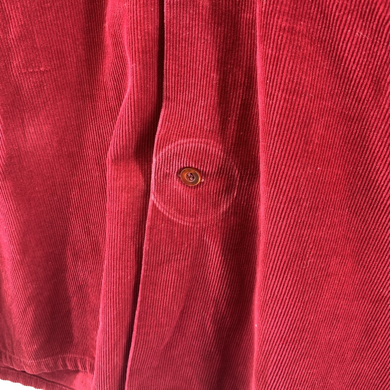 【中古品】【メンズ】 USED CORDUROY SHIRT コーデュロイ 長袖 シャツ トップス 古着 145-260306-mh-04-fuz サイズ：M カラー：レッド 万代Net店