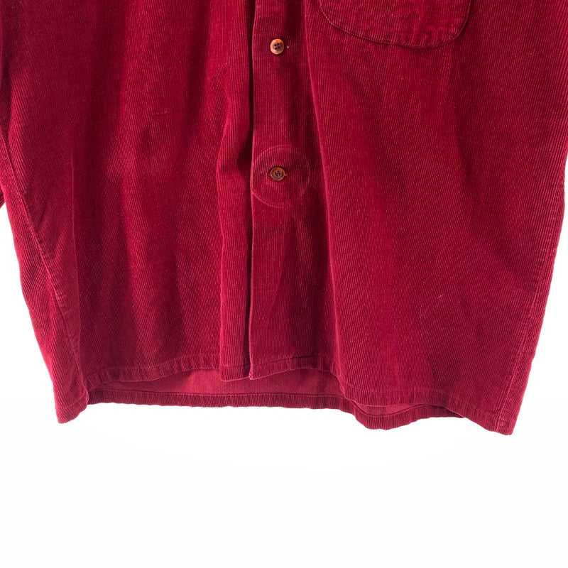 【中古品】【メンズ】 USED CORDUROY SHIRT コーデュロイ 長袖 シャツ トップス 古着 145-260306-mh-04-fuz サイズ：M カラー：レッド 万代Net店