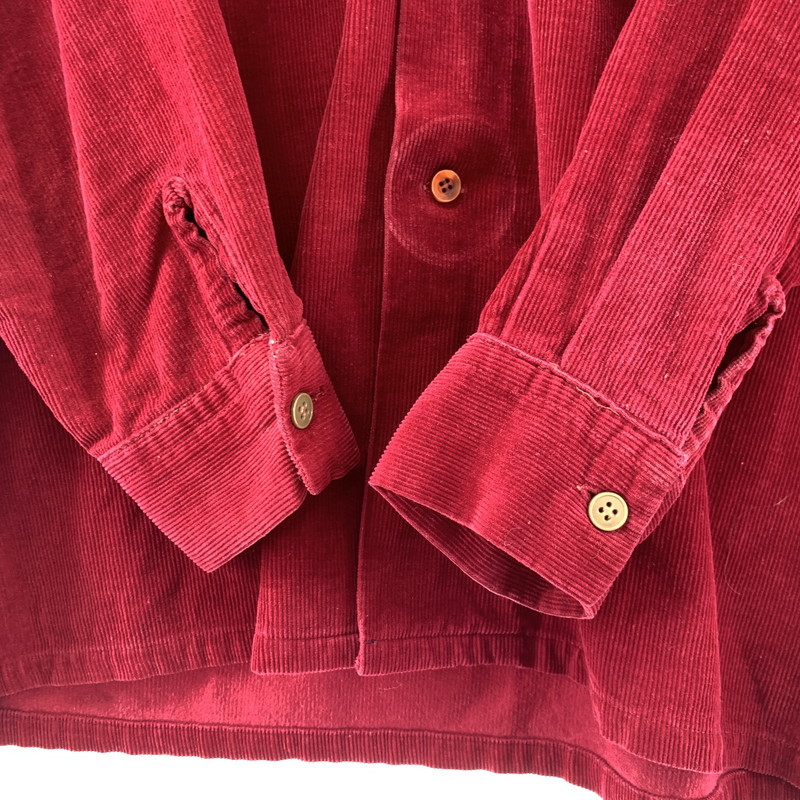 【中古品】【メンズ】 USED CORDUROY SHIRT コーデュロイ 長袖 シャツ トップス 古着 145-260306-mh-04-fuz サイズ：M カラー：レッド 万代Net店