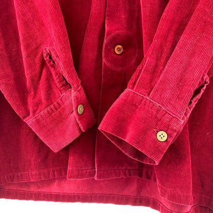 【中古品】【メンズ】 USED CORDUROY SHIRT コーデュロイ 長袖 シャツ トップス 古着 145-260306-mh-04-fuz サイズ：M カラー：レッド 万代Net店