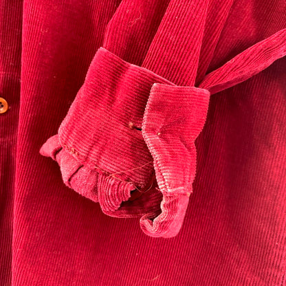 【中古品】【メンズ】 USED CORDUROY SHIRT コーデュロイ 長袖 シャツ トップス 古着 145-260306-mh-04-fuz サイズ：M カラー：レッド 万代Net店