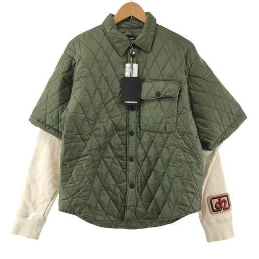 【中古美品】【メンズ】 DSQUARED2 ディースクエアード S71DM0570 QUILTED SHORT SLEEVE SHIRT シャツ ブルゾン 半袖 中綿 レイヤード キルティング ワンポイントロゴ 141-251217-mh-08-fuz サイズ：46 カラー：オリーブ 万代Net店
