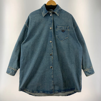【中古品】【レディース】 PRADA プラダ オーバーサイズ オーガニック デニムシャツ ダメージ加工 168-260109-ny-05-fuz サイズ：42 カラー：ブルー 万代Net店
