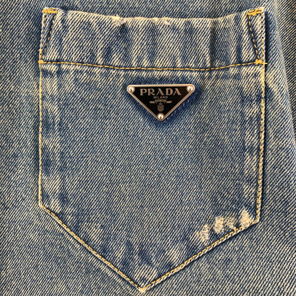 【中古品】【レディース】 PRADA プラダ オーバーサイズ オーガニック デニムシャツ ダメージ加工 168-260109-ny-05-fuz サイズ：42 カラー：ブルー 万代Net店