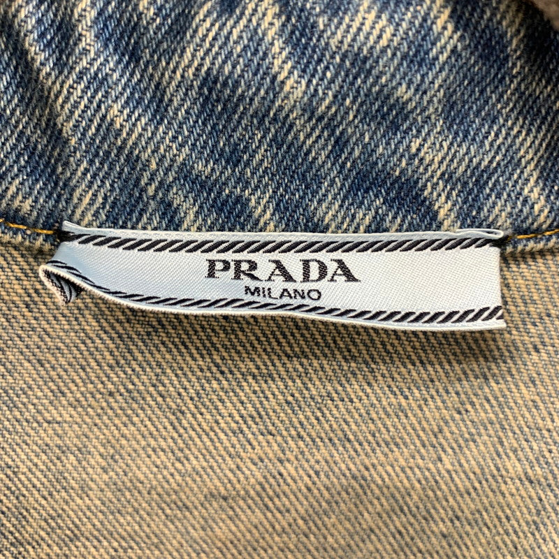 【中古品】【レディース】 PRADA プラダ オーバーサイズ オーガニック デニムシャツ ダメージ加工 168-260109-ny-05-fuz サイズ：42 カラー：ブルー 万代Net店