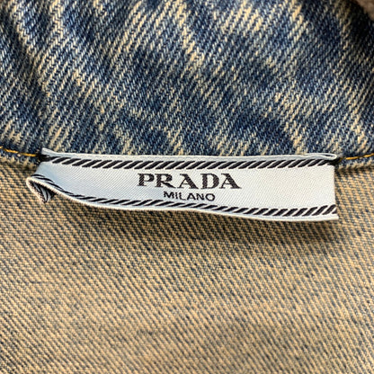 【中古品】【レディース】 PRADA プラダ オーバーサイズ オーガニック デニムシャツ ダメージ加工 168-260109-ny-05-fuz サイズ：42 カラー：ブルー 万代Net店