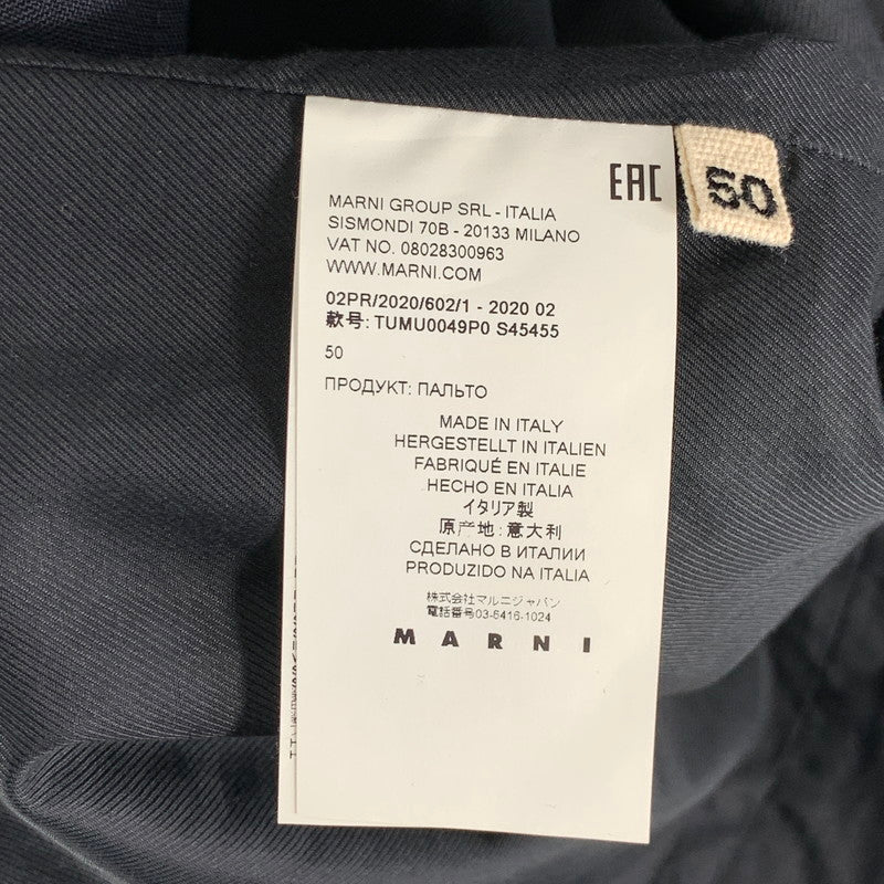 【中古品】【メンズ】 MARNI TUMU0049P0 マルニ ステンカラーコート ブランド 古着 141-260523-gm-38-fuz サイズ：50 カラー：ネイビー 万代Net店