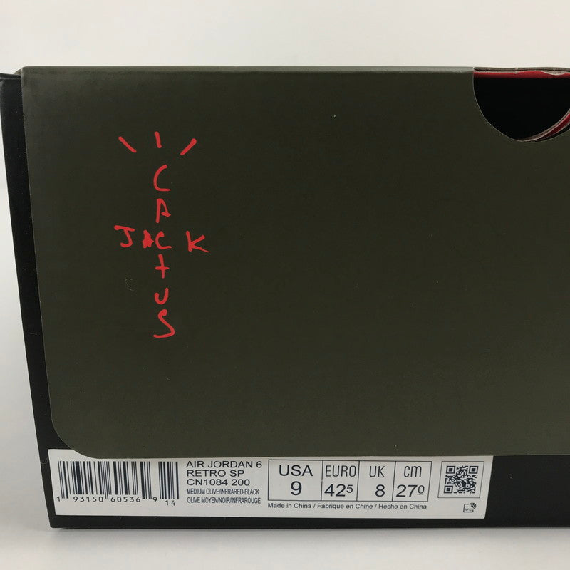 【中古美品】【メンズ】 NIKE ナイキ CN1084-200 TRAVIS SCOTT AIR JORDAN 6 RETRO "MEDIUM OLIVE" トラヴィススコット エアジョーダン6 レトロ ミディアム オリーブ スニーカー 靴 160-260113-mh-01-fuz サイズ：27 カラー：オリーブ 万代Net店