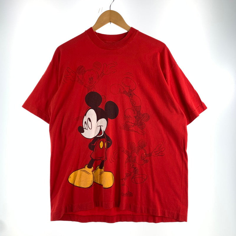 【中古品】【メンズ】 USED TEE 半袖 Tシャツ ミッキーマウス プリント トップス 古着 145-260608-mh-08-fuzh サイズ：不明 カラー：レッド 万代Net店