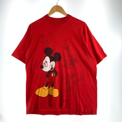 【中古品】【メンズ】 USED TEE 半袖 Tシャツ ミッキーマウス プリント トップス 古着 145-260608-mh-08-fuzh サイズ：不明 カラー：レッド 万代Net店
