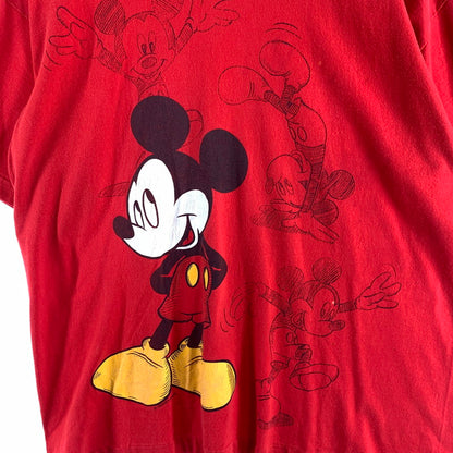 【中古品】【メンズ】 USED TEE 半袖 Tシャツ ミッキーマウス プリント トップス 古着 145-260608-mh-08-fuzh サイズ：不明 カラー：レッド 万代Net店