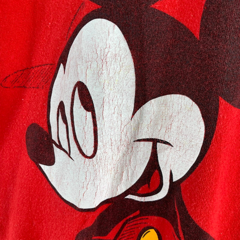 【中古品】【メンズ】 USED TEE 半袖 Tシャツ ミッキーマウス プリント トップス 古着 145-260608-mh-08-fuzh サイズ：不明 カラー：レッド 万代Net店
