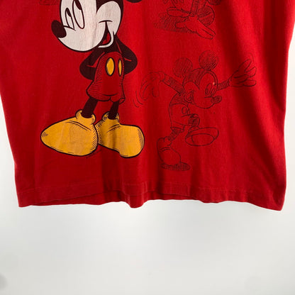 【中古品】【メンズ】 USED TEE 半袖 Tシャツ ミッキーマウス プリント トップス 古着 145-260608-mh-08-fuzh サイズ：不明 カラー：レッド 万代Net店