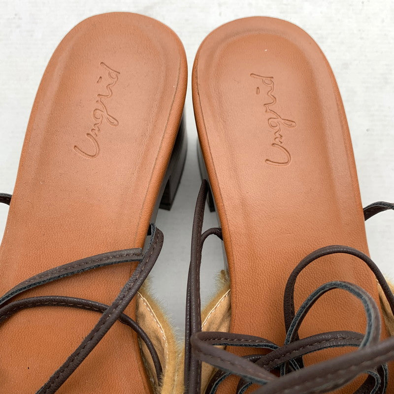 【中古品】【レディース】 UNGRID アングリッド ウエッジサンダル BROWN SIZE:L サボ レースリボン 靴 サンダル 166-260811-io-65-fuzh カラー：ブラウン 万代Net店